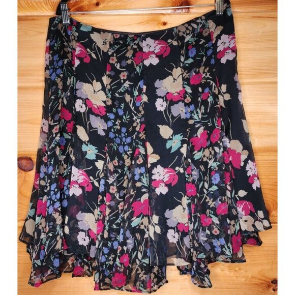 Lauren Ralph Lauren Women's Ruffled Floral Georgette Skirt Multi Size 12 - Picture 10 of 16